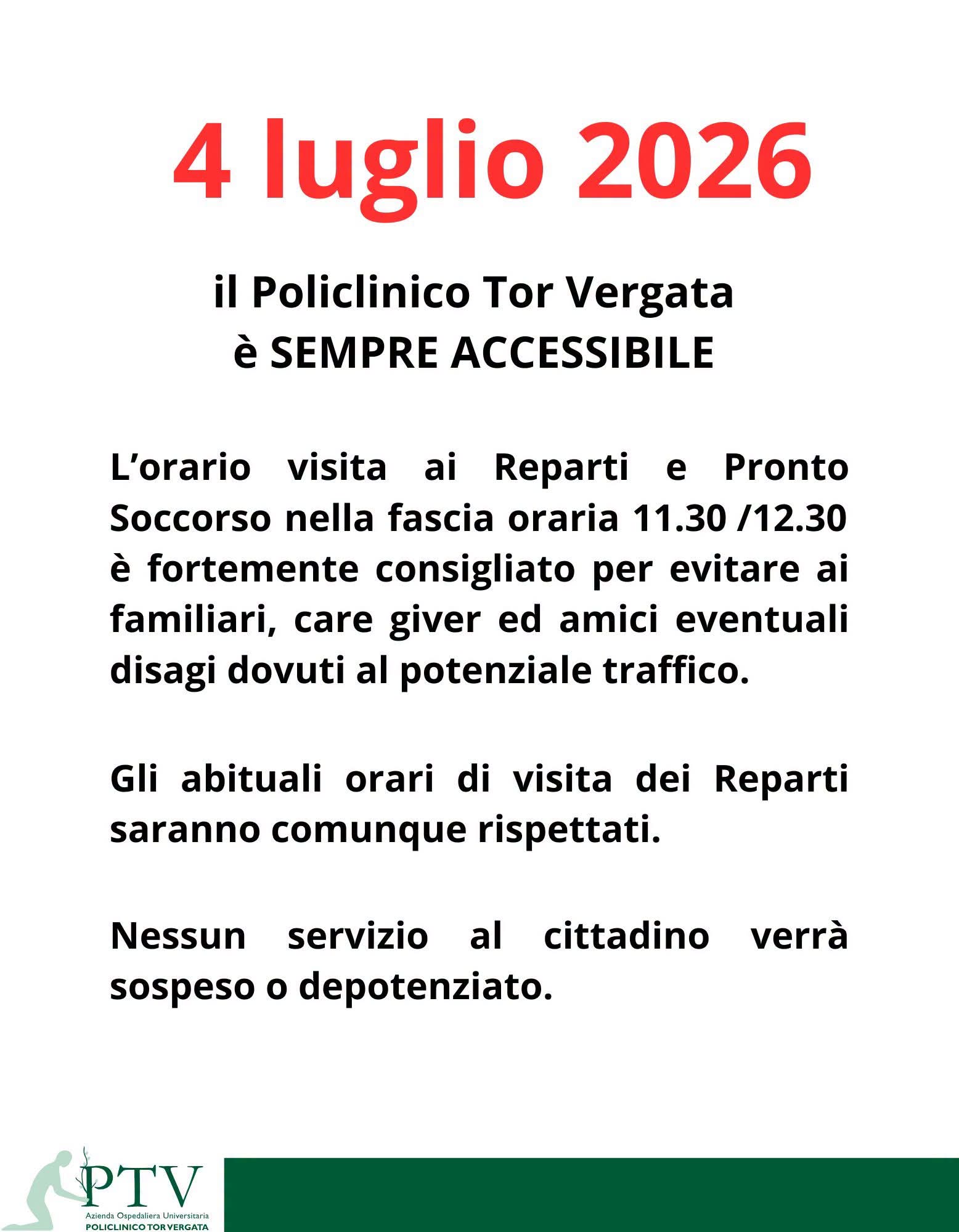 Orario visite degenti - concerto ultimo - Policlinico Tor Vergata